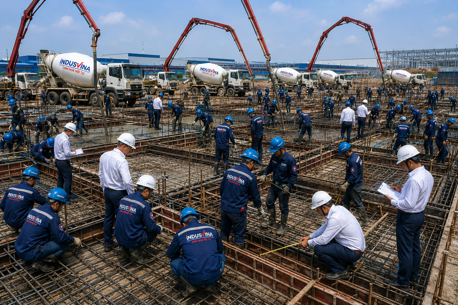 Thi công móng băng quy mô lớn tại công trình công nghiệp
