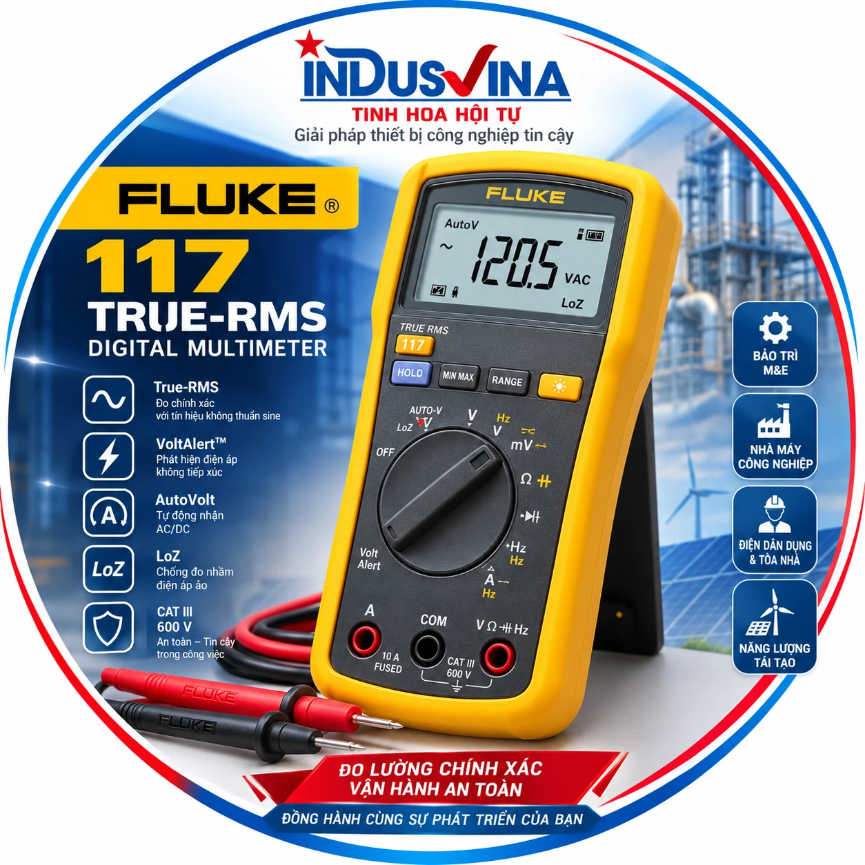 Fluke 117 True-RMS 数字万用表，配备 VoltAlert™