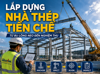 Quy trình thi công lắp dựng nhà thép tiền chế: Từ bu lông neo đến nghiệm thu