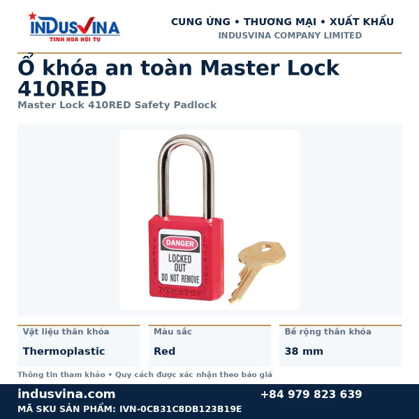 Master Lock 410RED Safety Padlock