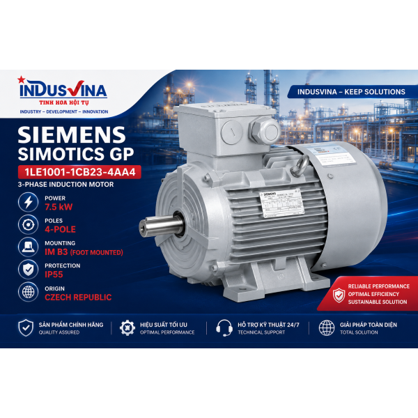 Động cơ điện Siemens SIMOTICS GP 1LE1001-1CB23-4AA4 – 7.5 kW, 4 cực, IM B3, IP55