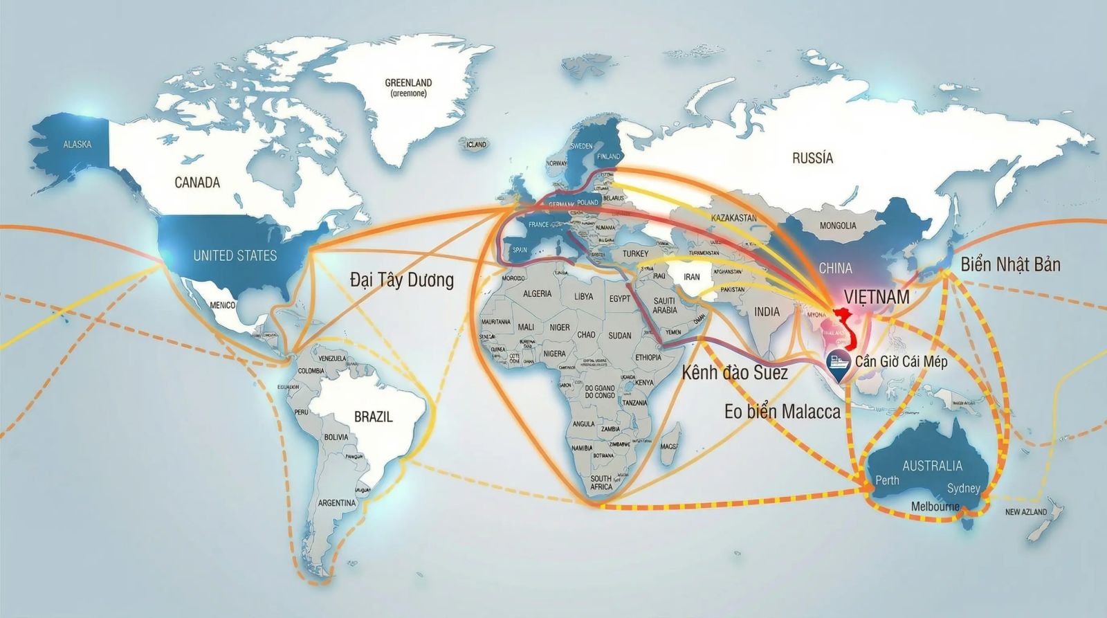 Bản đồ đường biển thế giới và vai trò của logistics trong xuất khẩu