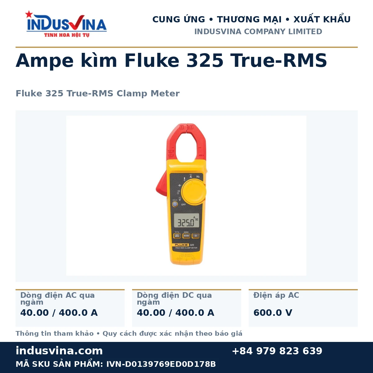 Ampe kìm Fluke 325 True-RMS · INDUSVINA cung ứng